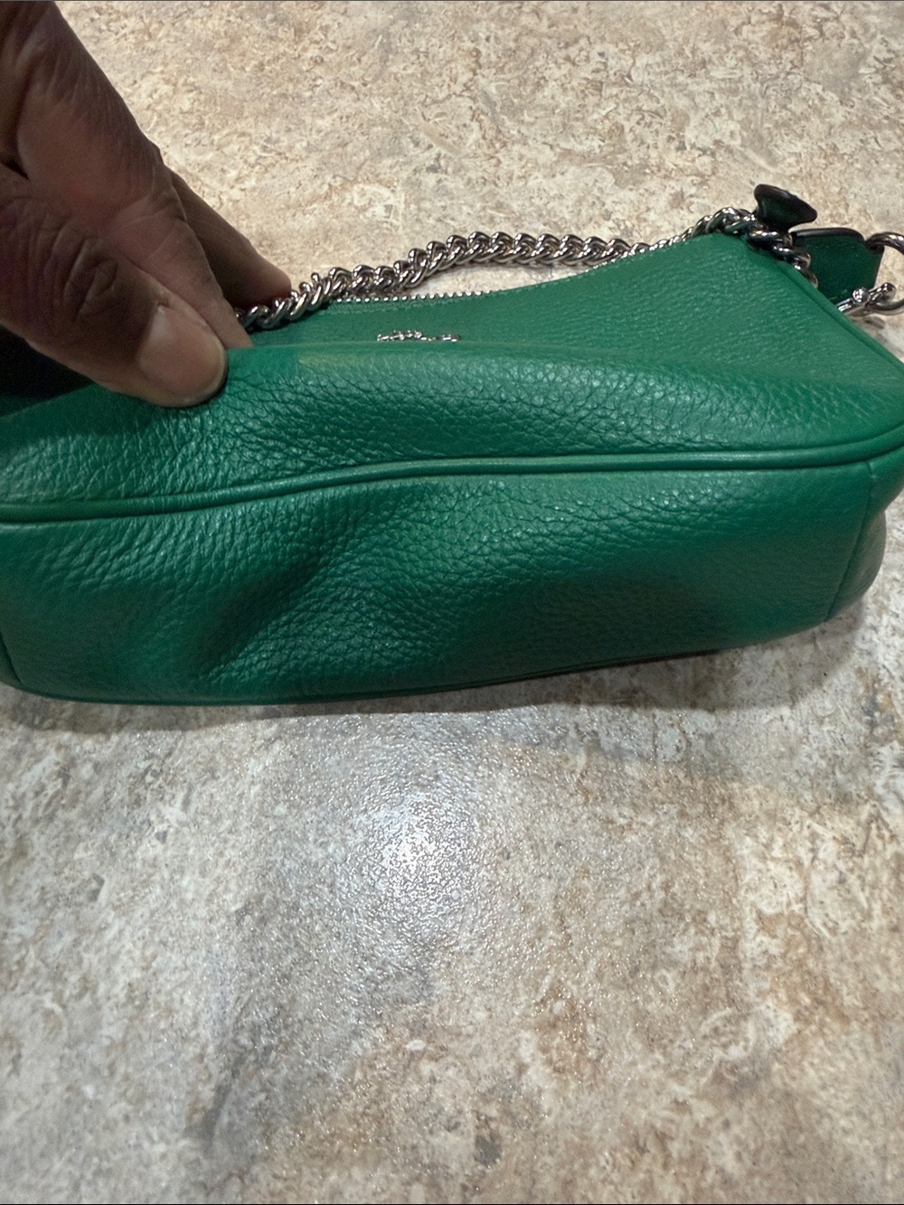 Coach Nolita 19 Green Pebbled Leather Chain Shoulder Handbag Wristlet - Picture 11 of 11